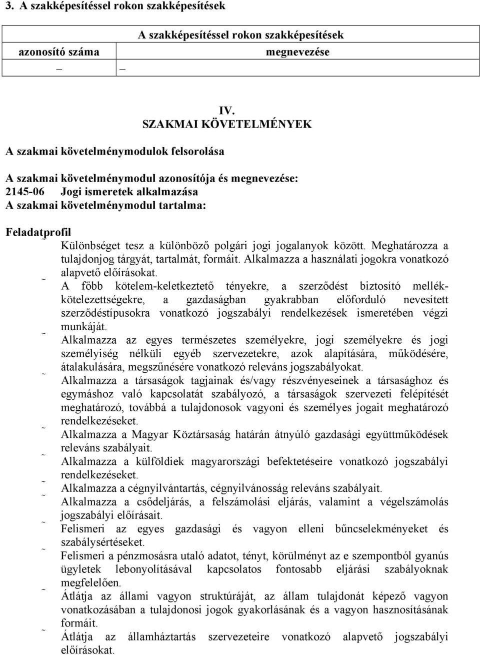 jogalanyok között. Meghatározza a tulajdonjog tárgyát, tartalmát, formáit. lkalmazza a használati jogokra vonatkozó alapvető előírásokat.