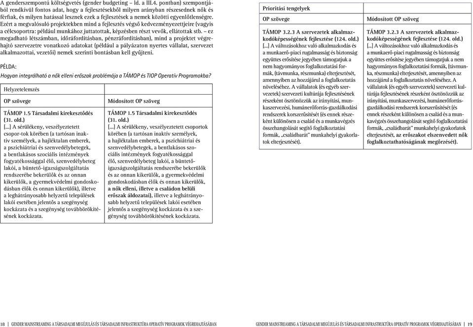 Ezért a megvalósuló projektekben mind a fejlesztés végsô kedvezményezettjeire (vagyis a célcsoportra: például munkához juttatottak, képzésben részt vevôk, ellátottak stb.