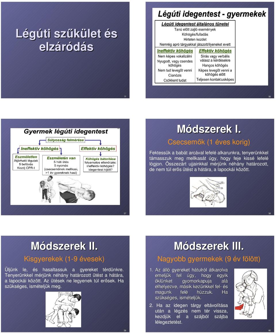 Tenyerünkkel mérjünk néhány határozott ütést a hátára, a lapockái között. Az ütések ne legyenek túl erősek. Ha szükséges, ismételjük meg. Módszerek III. Nagyobb gyermekek (9 év fölött).