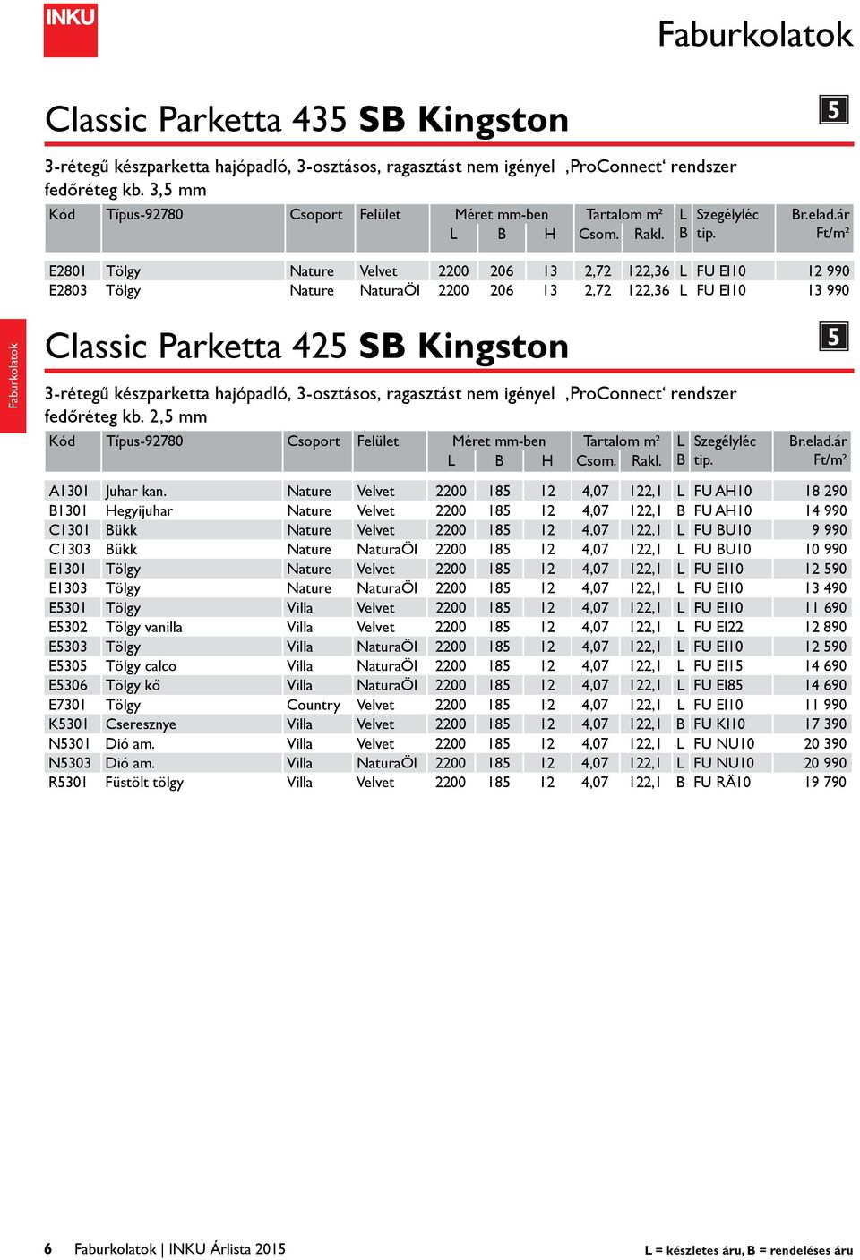 Classic Parketta 42 SB Kingston 3-rétegű készparketta hajópadló, 3-osztásos, ragasztást nem igényel ProConnect rendszer fedőréteg kb.