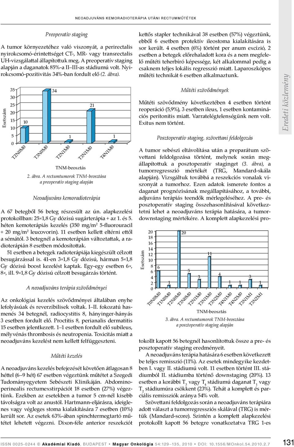 . Esetszám 35 30 25 5 5 0 T2N0M0 T3N0M0 34 2. ábra. A rectumtumorok TNM-beosztása a preoperatív staging alapján Neoadjuváns kemoradioterápia A 7 betegből 5 beteg részesült az ún.