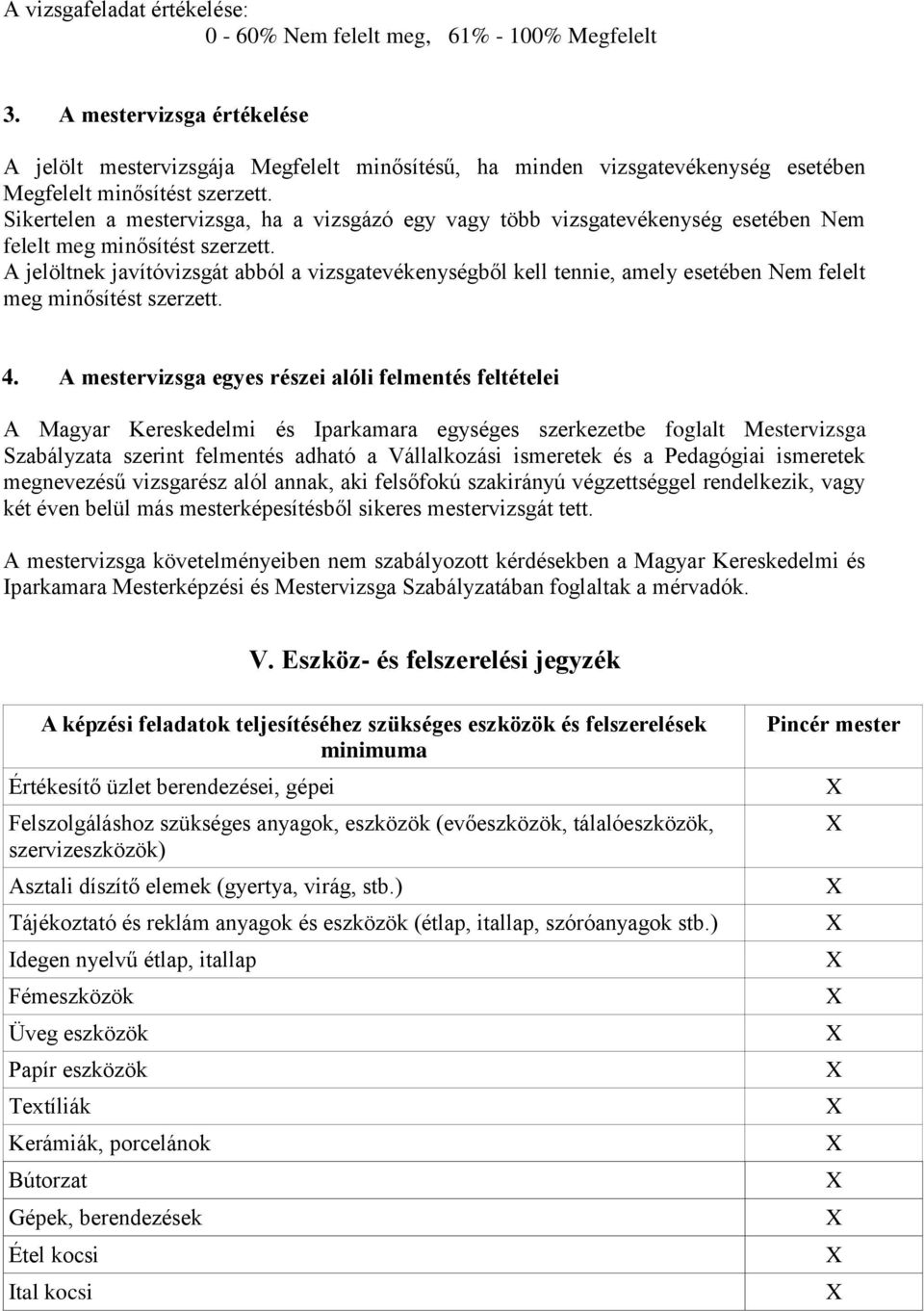 Sikertelen a mestervizsga, ha a vizsgázó egy vagy több vizsgatevékenység esetében Nem felelt meg minősítést szerzett.