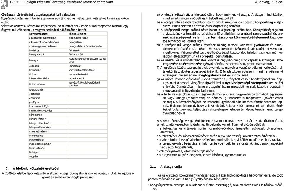 Egyetemi szint alkalmazott matematikus alkalmazott növénybiológus ábrázológeometria-tanári biofizikus biológiatanári biológus csillagász fizikatanári fizikus informatikus fizika fizikus-mérnök