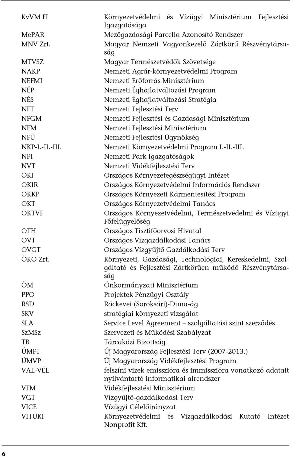 Éghajlatváltozási Program NÉS Nemzeti Éghajlatváltozási Stratégia NFT Nemzeti Fejlesztési Terv NFGM Nemzeti Fejlesztési és Gazdasági Minisztérium NFM Nemzeti Fejlesztési Minisztérium NFÜ Nemzeti