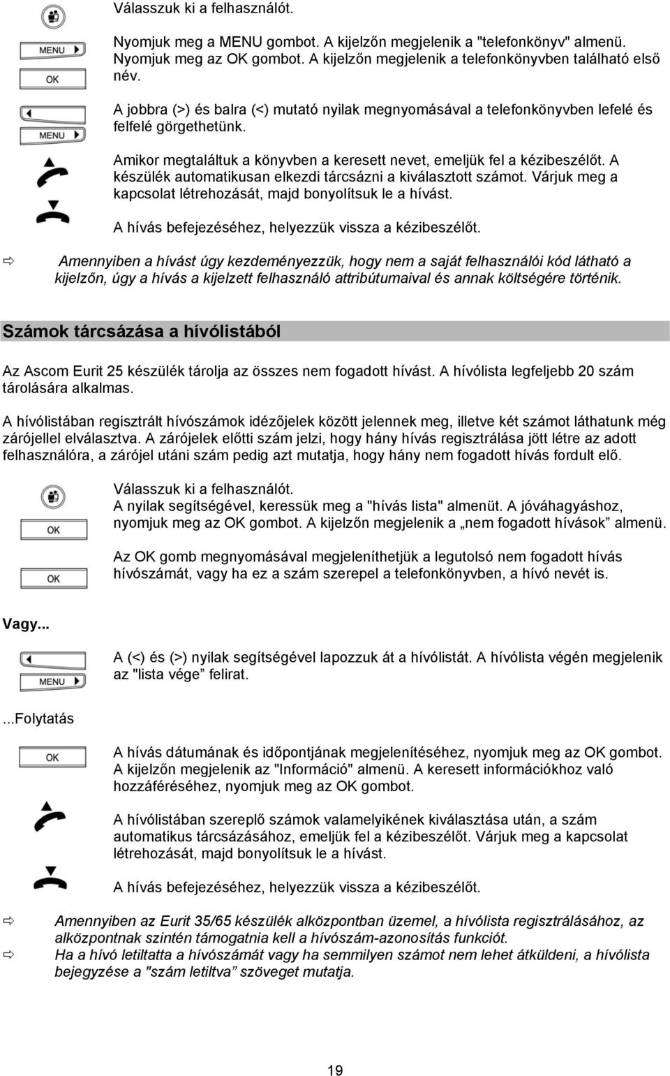 A készülék automatikusan elkezdi tárcsázni a kiválasztott számot. Várjuk meg a kapcsolat létrehozását, majd bonyolítsuk le a hívást. A hívás befejezéséhez, helyezzük vissza a kézibeszélőt.