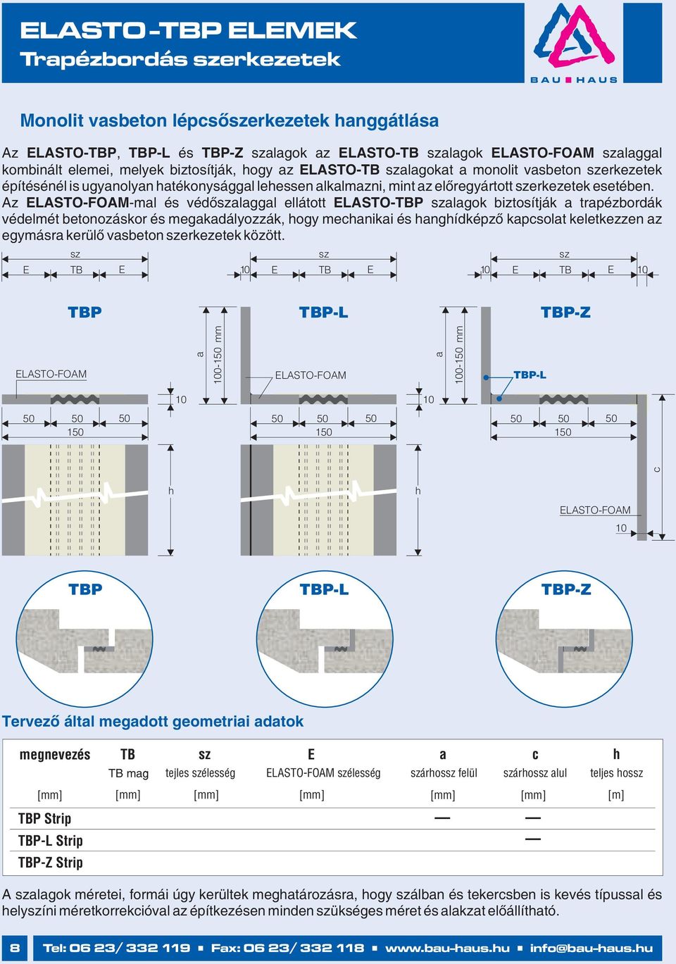 Az ELASTO-FOAM-mal és védőszalaggal ellátott ELASTO-TBP szalagok biztosítják a trapézbordák védelmét betonozáskor és megakadályozzák, hogy mechanikai és hanghídképző kapcsolat keletkezzen az egymásra
