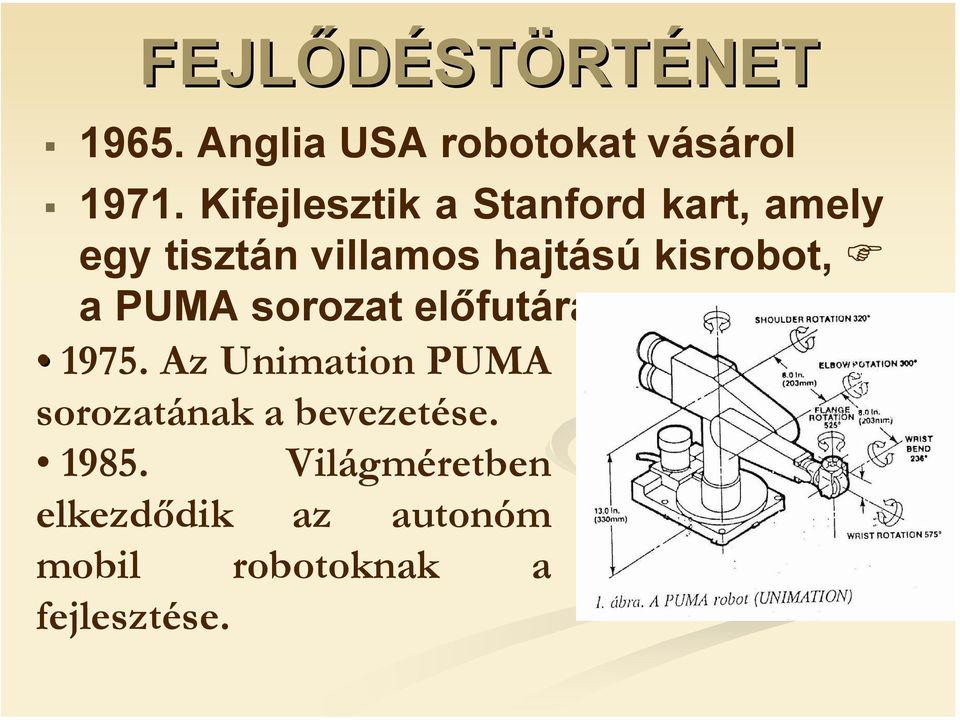 kisrobot, a PUMA sorozat előfutára. 1975.