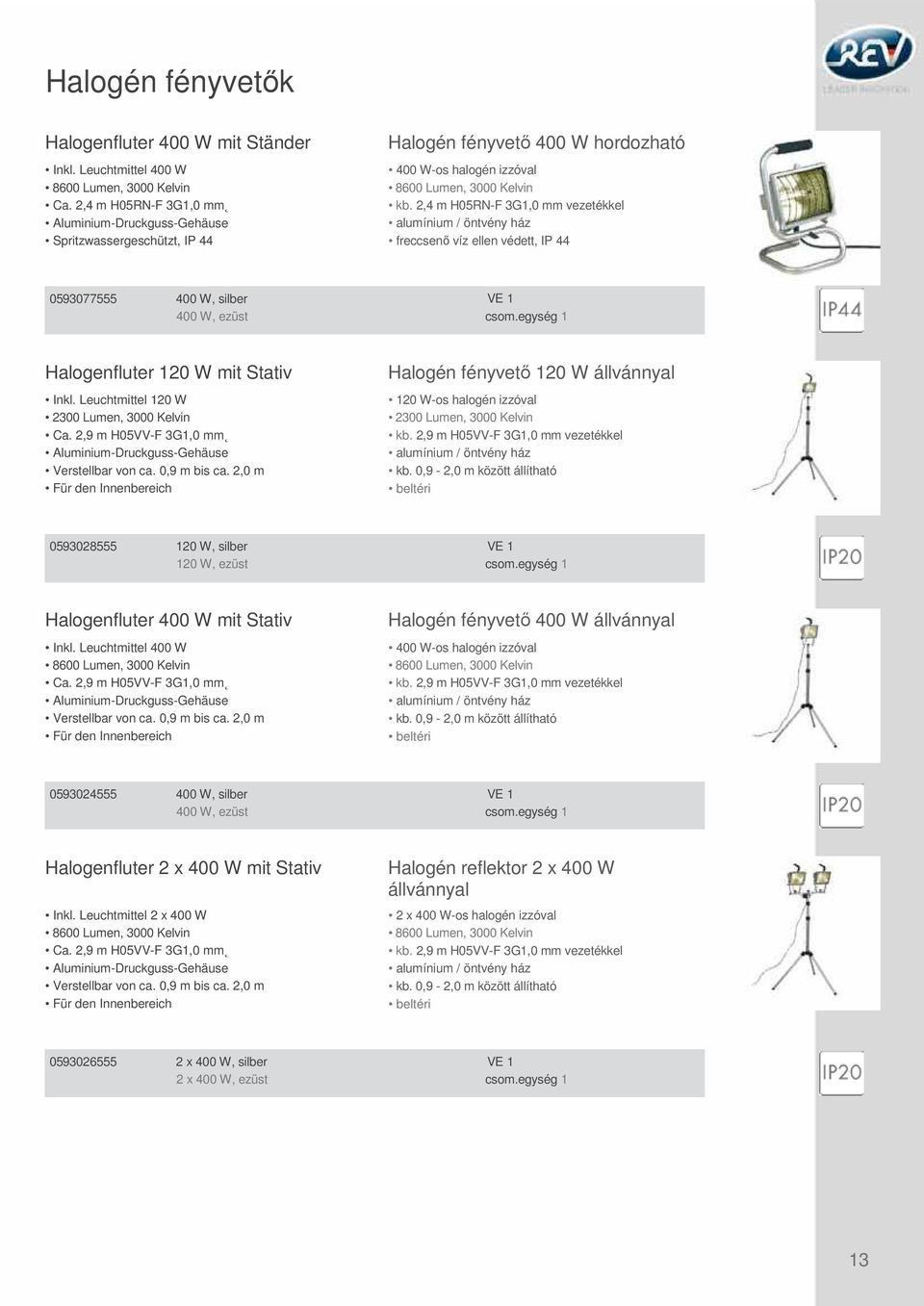 2,9 m H05VV-F 3G1,0 mm Verstellbar von ca. 0,9 m bis ca. 2,0 m Für den Innenbereich Halogén fényvető 120 W állvánnyal 120 W-os halogén izzóval kb.