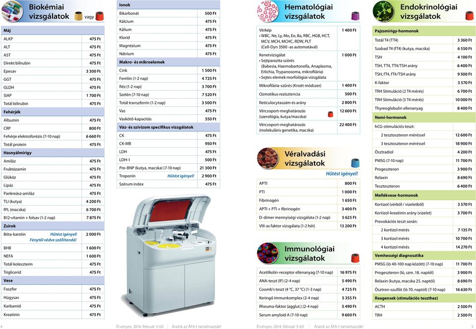 és szívizom specifikus CK 1 4 725 Ft 3 700 Ft 7 520 Ft 3 550 Ft Vérkép WBC, Ne, Ly, Mo, Eo, Ba, RBC, HGB, HCT, MCV, MCH, MCHC, RDW, PLT (Cell-Dyn 3500 -as automatával) Kenetvizsgálat Sejtparazita