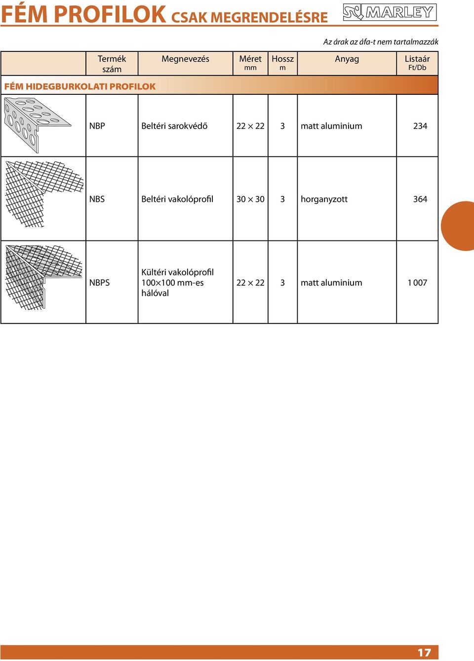 aluminium 234 NBS Beltéri vakolóprofil 30 30 3 horganyzott 364 NBPS