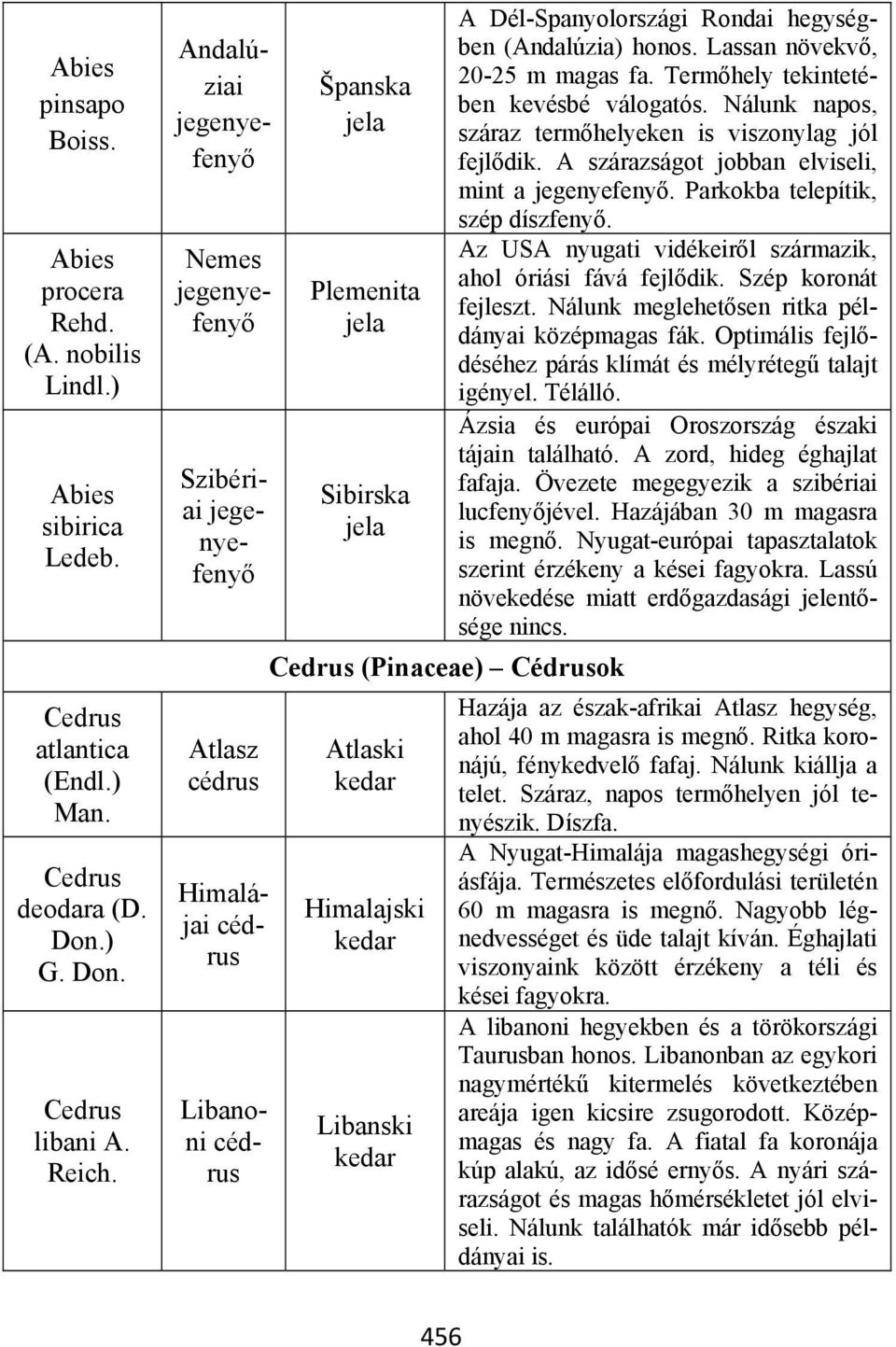 Himalajski kedar Libanski kedar A Dél-Spanyolországi Rondai hegységben (Andalúzia) honos. Lassan növekvő, 20-25 m magas fa. Termőhely tekintetében kevésbé válogatós.