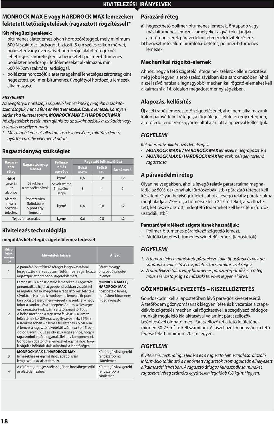 hordozójú fedőlemezeket alkalmazni, min. 600 N/cm szakítószilárdsággal.