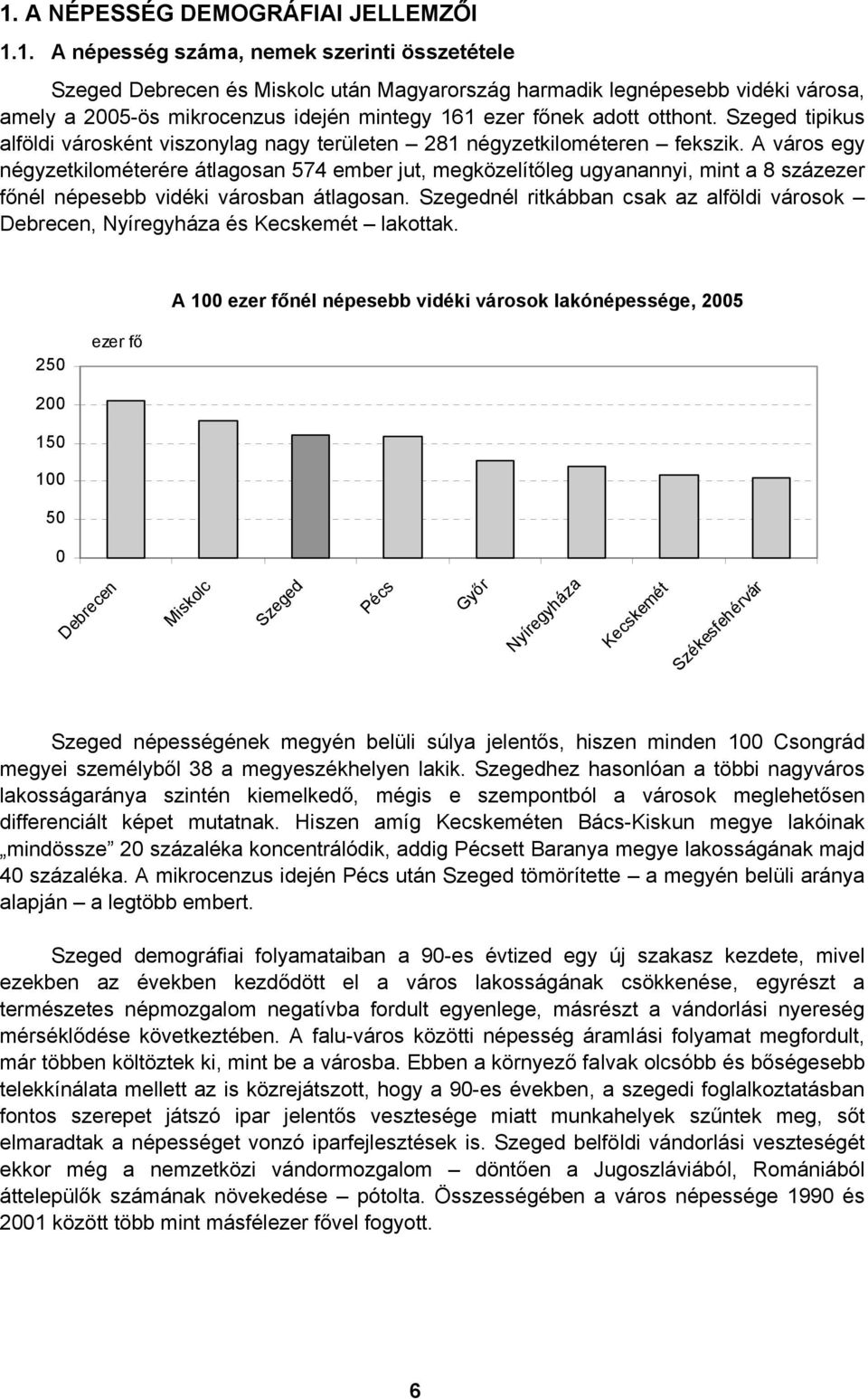 A város egy négyzetkilométerére átlagosan 574 ember jut, megközelítőleg ugyanannyi, mint a 8 százezer főnél népesebb vidéki városban átlagosan.