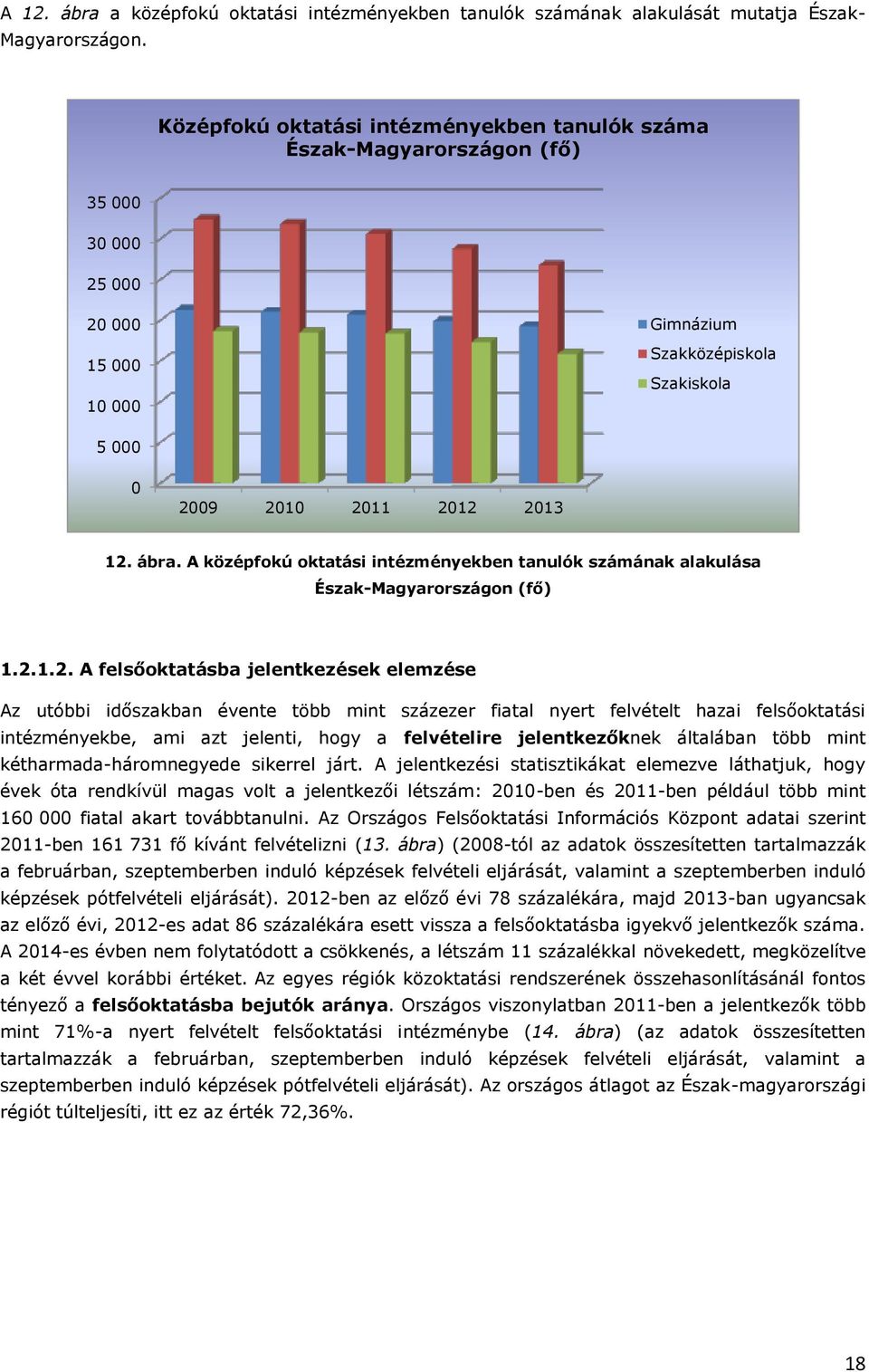 A középfokú oktatási intézményekben tanulók számának alakulása Észak-Magyarországon (fő) 1.2.