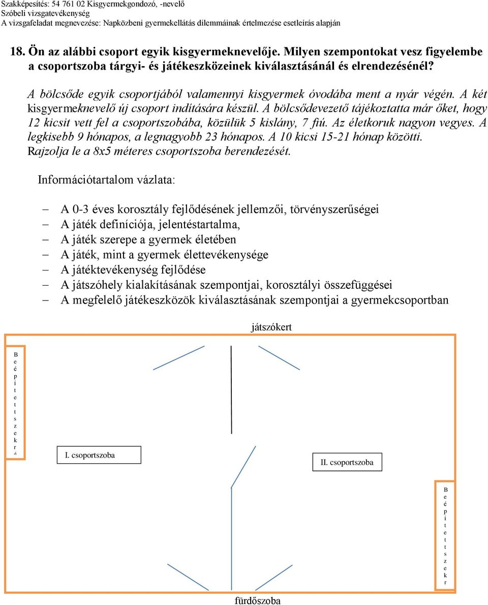 A bölcsődevezető tájékoztatta már őket, hogy 12 kicsit vett fel a csoportszobába, közülük 5 kislány, 7 fiú. Az életkoruk nagyon vegyes. A legkisebb 9 hónapos, a legnagyobb 23 hónapos.