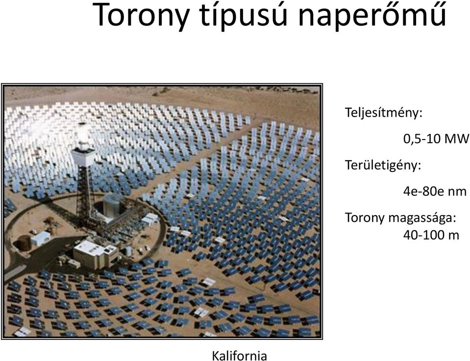 Területigény: 0,5-10 MW