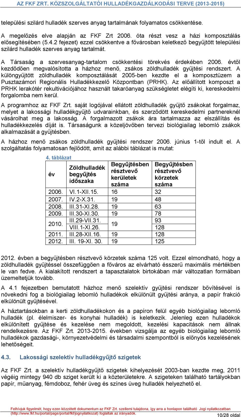 évtől kezdődően megvalósította a házhoz menő, zsákos zöldhulladék gyűjtési rendszert.