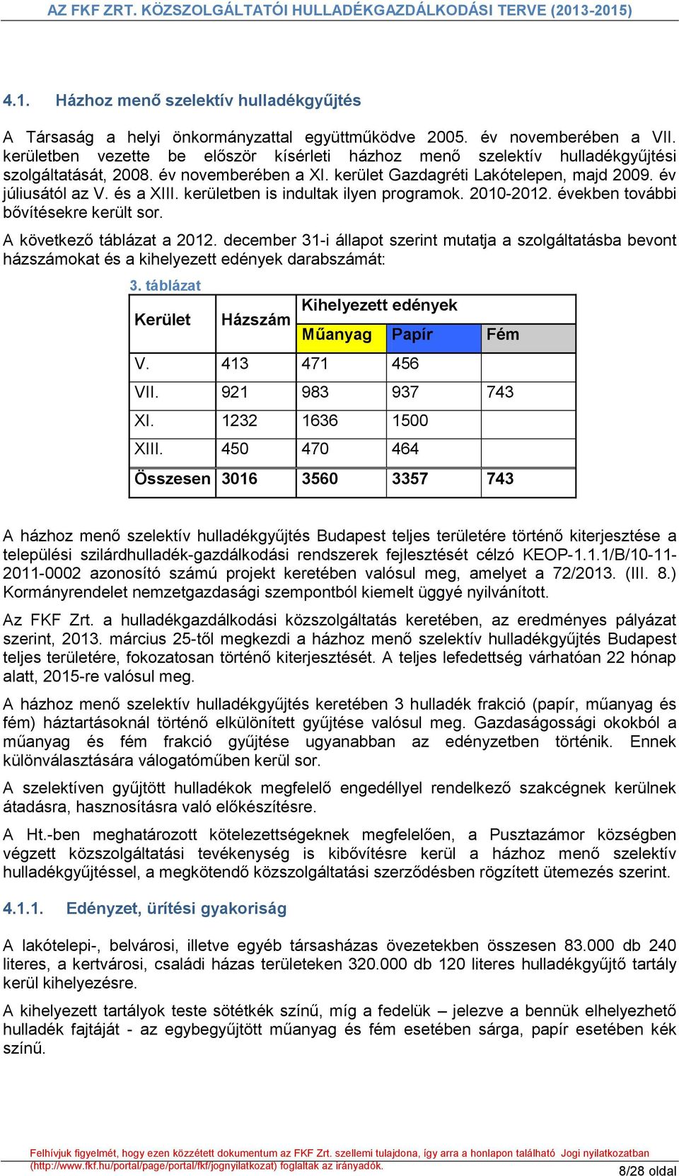 kerületben is indultak ilyen programok. 2010-2012. években további bővítésekre került sor. A következő táblázat a 2012.