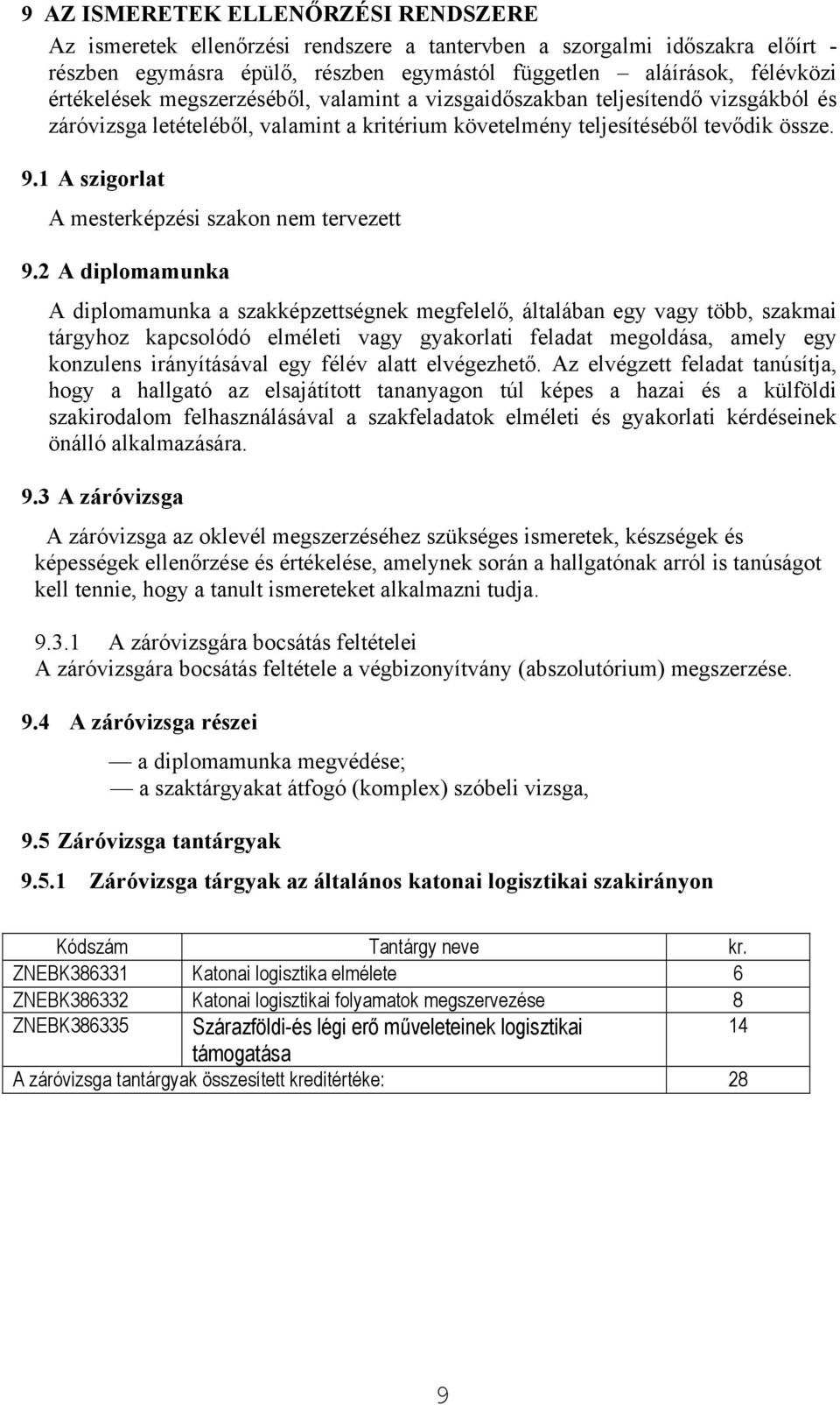 1 A szigorlat A mesterképzési szakon nem tervezett 9.