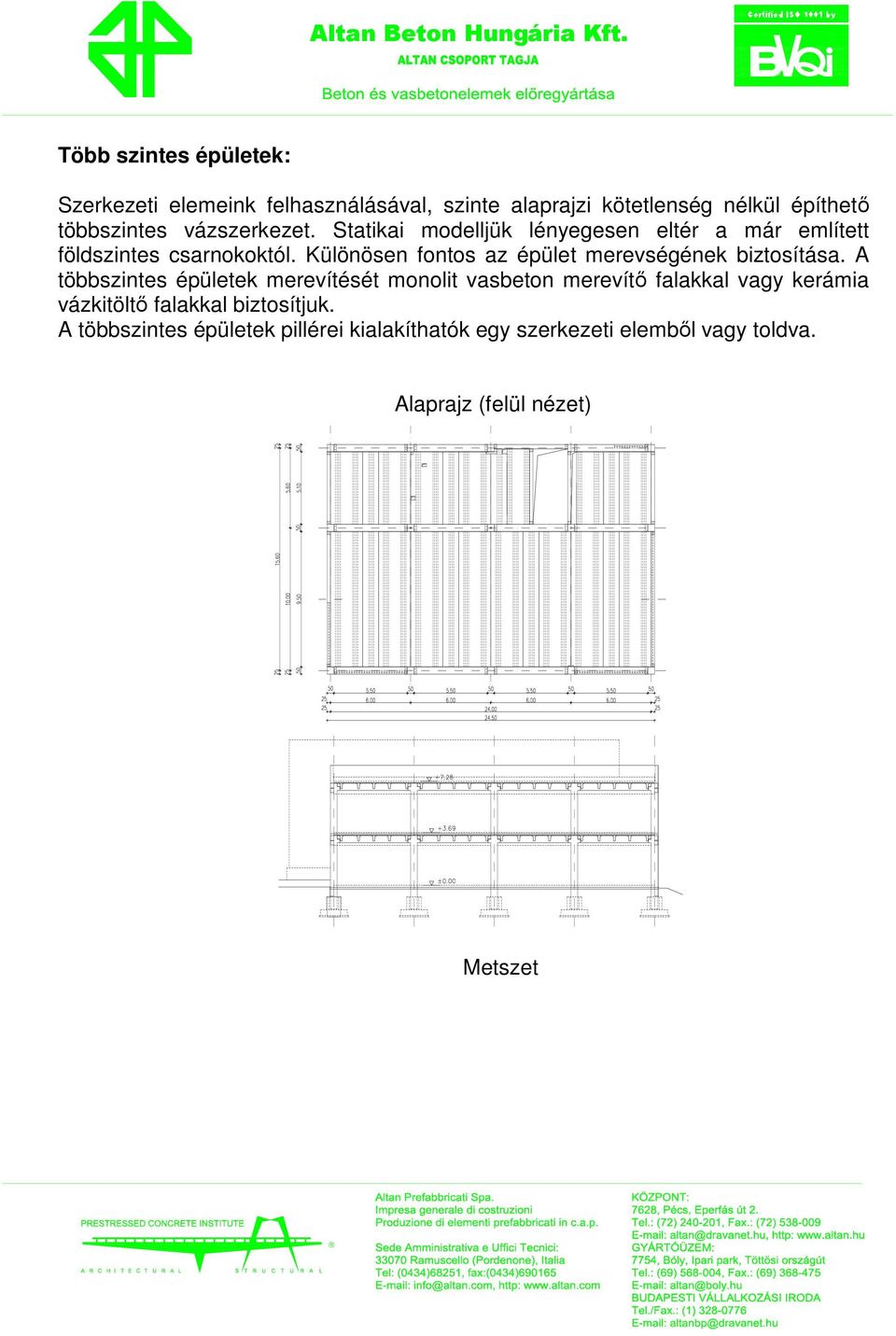 vázszerkezet. Statikai modelljük lényegesen eltér a már említett földszintes csarnokoktól.