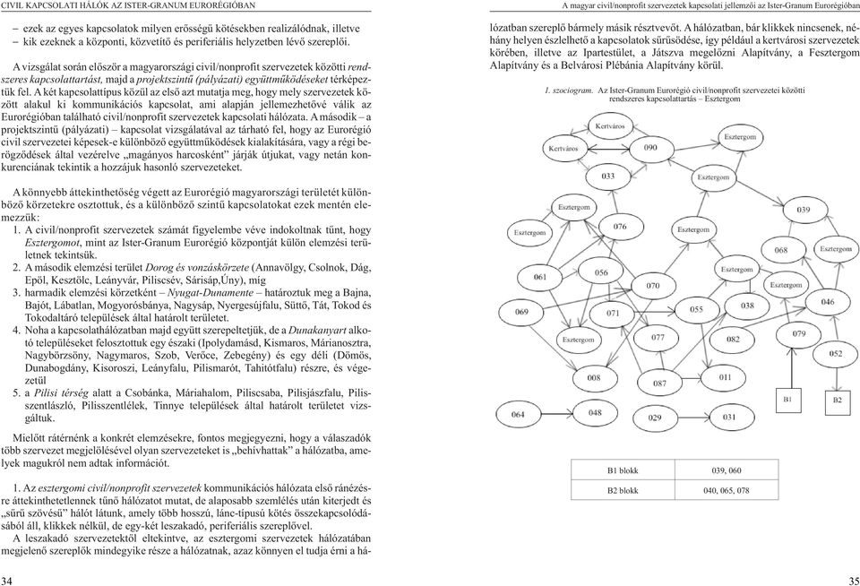 A két kapcsolattípus közül az elsõ azt mutatja meg, hogy mely szervezetek között alakul ki kommunikációs kapcsolat, ami alapján jellemezhetõvé válik az Eurorégióban található civil/nonprofit
