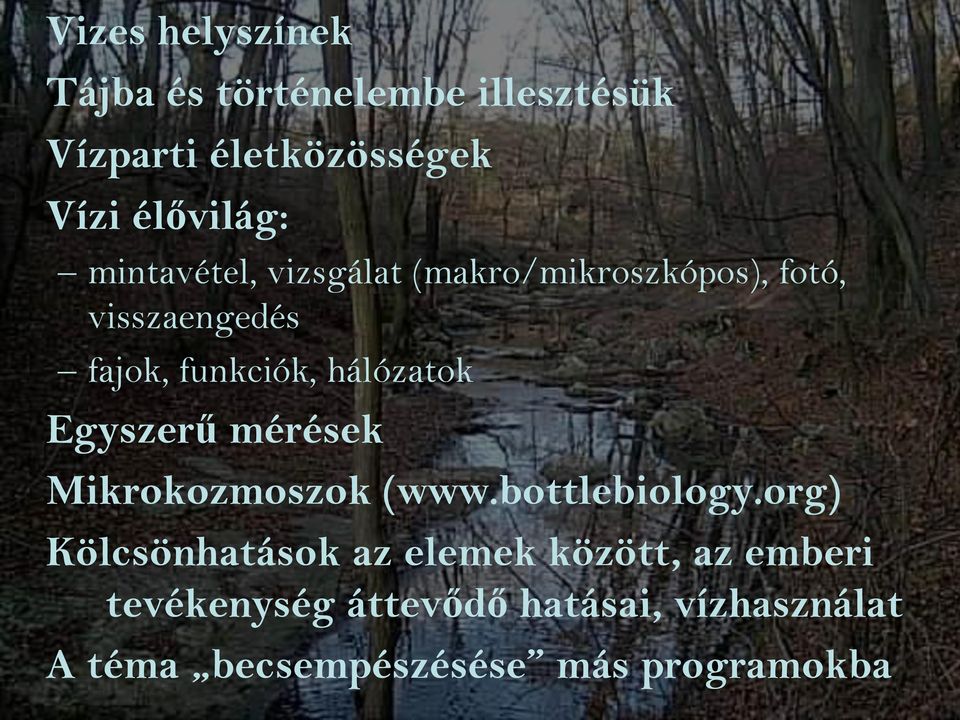 Egyszerű mérések Mikrokozmoszok (www.bottlebiology.