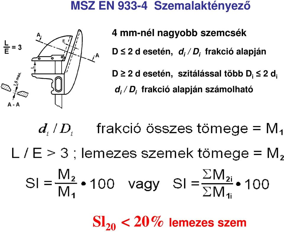 D 2 d esetén, szitálással több D i 2 d i d i / D