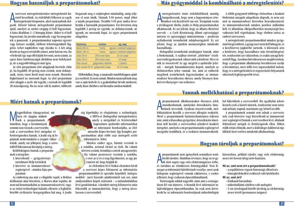 Akkor is el kell fogyasztani, ha javulás mutatkozik, vagy ha megszűntek a panaszok. A preparátumokat naponta egyszer vagy kétszer szedjük, időbeni lehetőségeinktől függően.