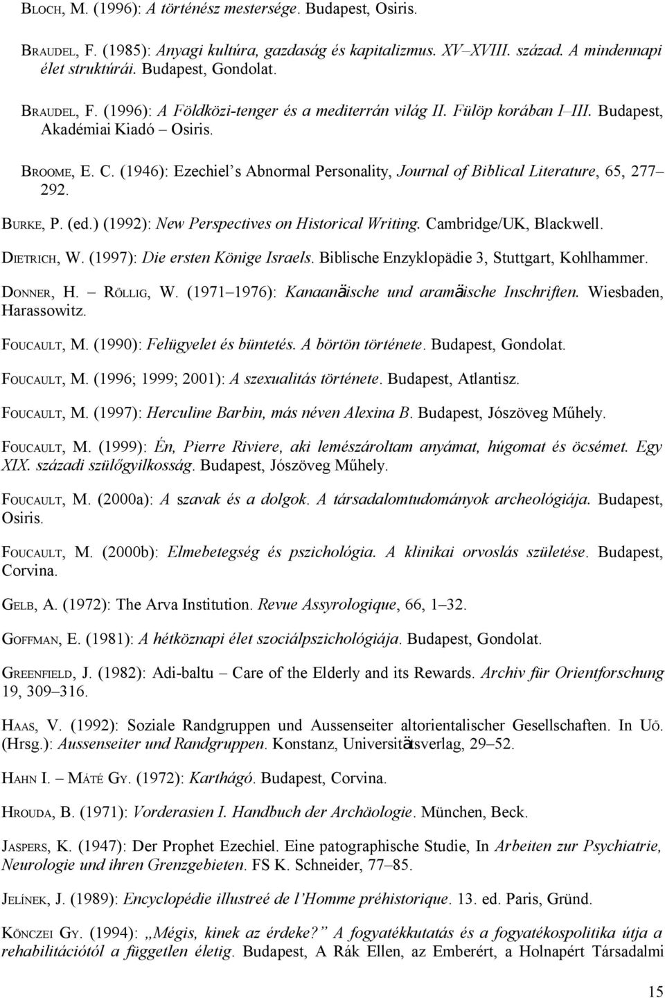 (1946): Ezechiel s Abnormal Personality, Journal of Biblical Literature, 65, 277 292. BURKE, P. (ed.) (1992): New Perspectives on Historical Writing. Cambridge/UK, Blackwell. DIETRICH, W.