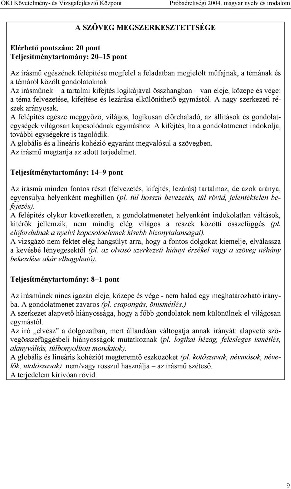 A nagy szerkezeti részek arányosak. A felépítés egésze meggyőző, világos, logikusan előrehaladó, az állítások és gondolategységek világosan kapcsolódnak egymáshoz.