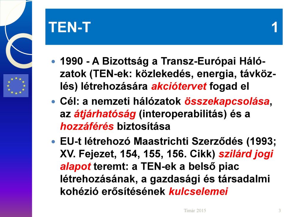 hozzáférés biztosítása EU-t létrehozó Maastrichti Szerződés (1993; XV. Fejezet, 154, 155, 156.