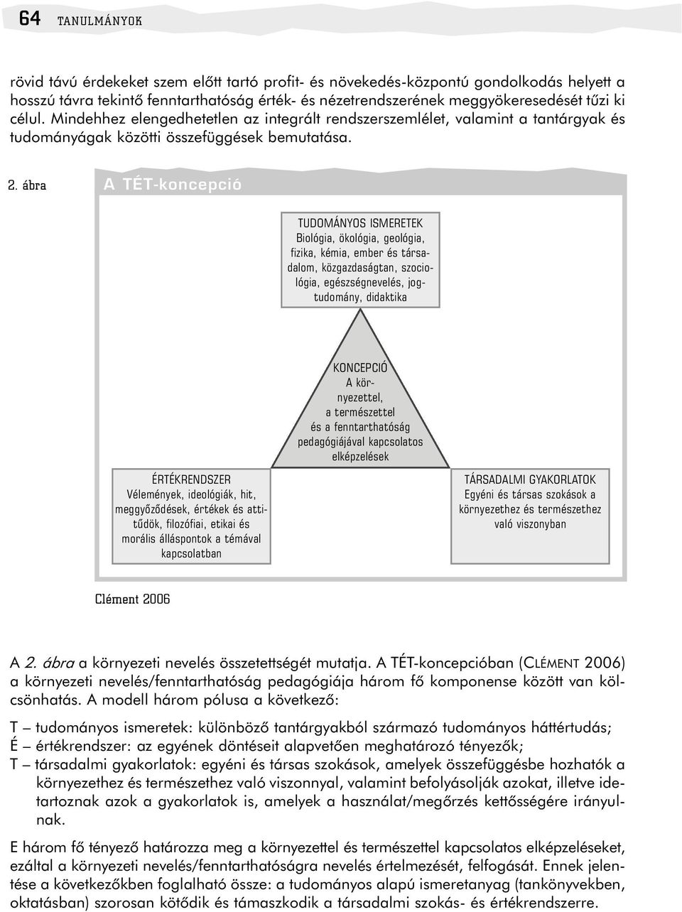 ábra A TÉT-koncepció TUDOMÁNYOS ISMERETEK Biológia, ökológia, geológia, fizika, kémia, ember és társadalom, közgazdaságtan, szociológia, egészségnevelés, jogtudomány, didaktika KONCEPCIÓ A