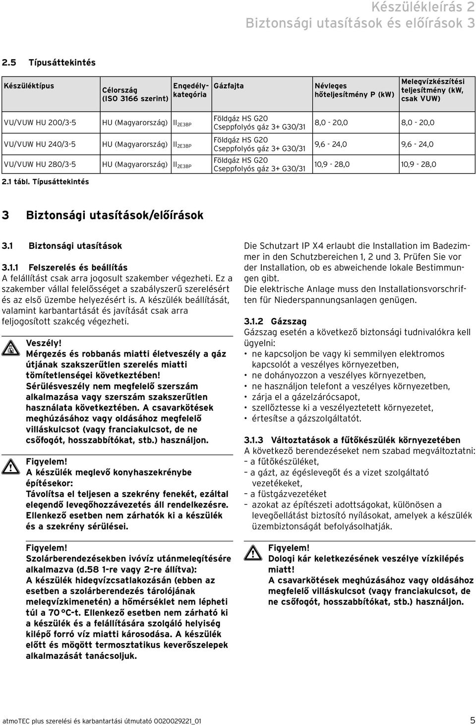 HU (Magyarország) II 2E3BP Cseppfolyós gáz 3+ G30/31 Földgáz HS G20 VU/VUW HU 240/3-5 HU (Magyarország) II 2E3BP Cseppfolyós gáz 3+ G30/31 Földgáz HS G20 VU/VUW HU 280/3-5 HU (Magyarország) II 2E3BP