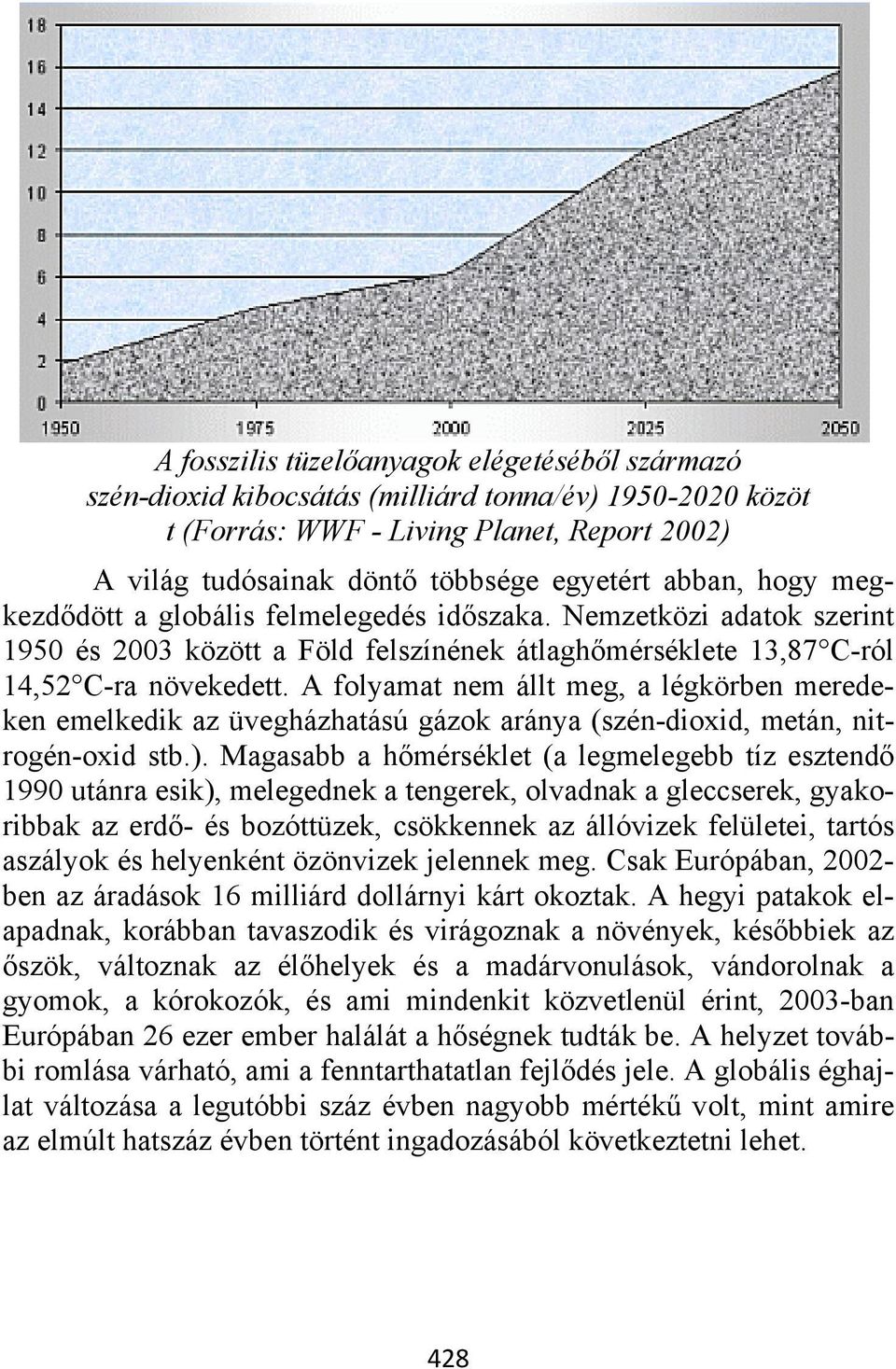 A folyamat nem állt meg, a légkörben meredeken emelkedik az üvegházhatású gázok aránya (szén-dioxid, metán, nitrogén-oxid stb.).