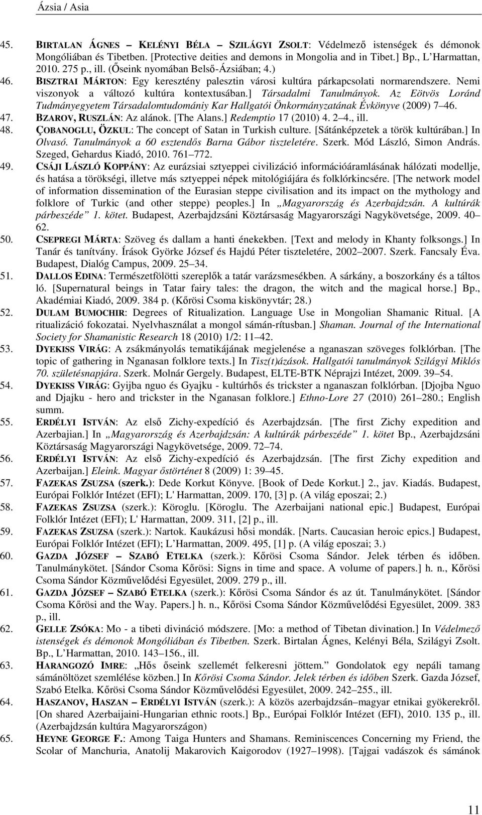 ] Társadalmi Tanulmányok. Az Eötvös Loránd Tudmányegyetem Társadalomtudomániy Kar Hallgatói Önkormányzatának Évkönyve (2009) 7 46. 47. BZAROV, RUSZLÁN: Az alánok. [The Alans.] Redemptio 17 (2010) 4.