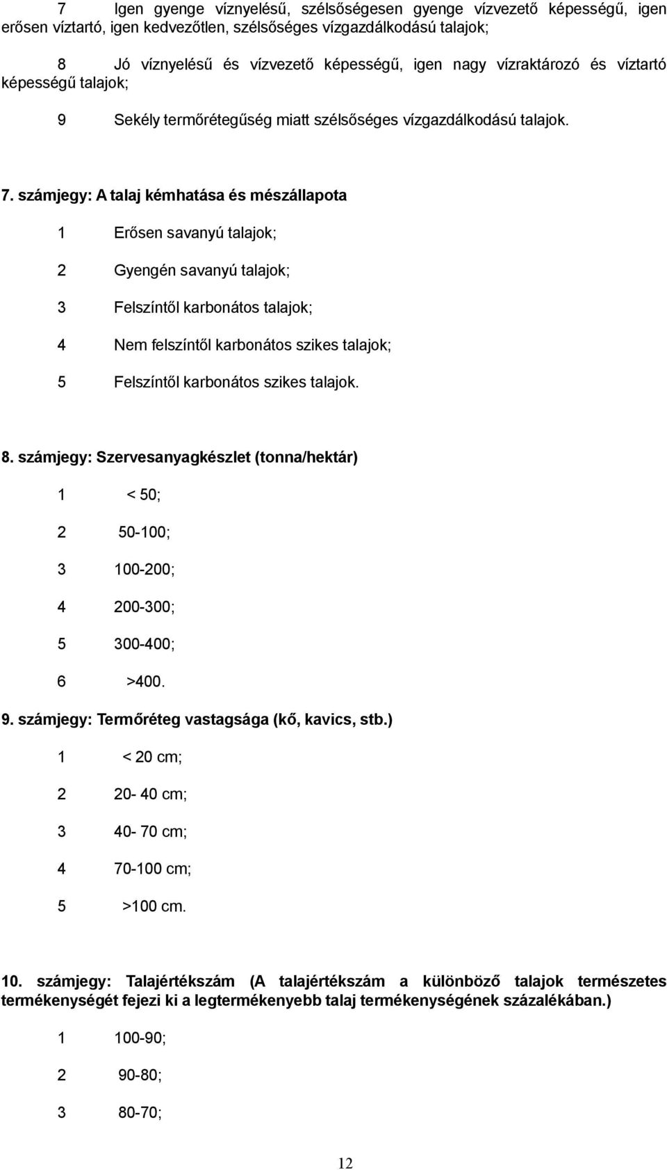 . számjegy: A talaj kémhatása és mészállapota Erősen savanyú talajok; Gyengén savanyú talajok; Felszíntől karbonátos talajok; Nem felszíntől karbonátos szikes talajok; Felszíntől karbonátos szikes