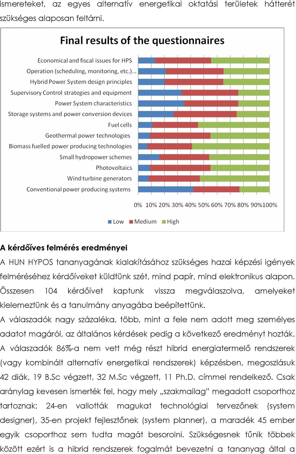 Összesen 104 kérdıívet kaptunk vissza megválaszolva, amelyeket kielemeztünk és a tanulmány anyagába beépítettünk.