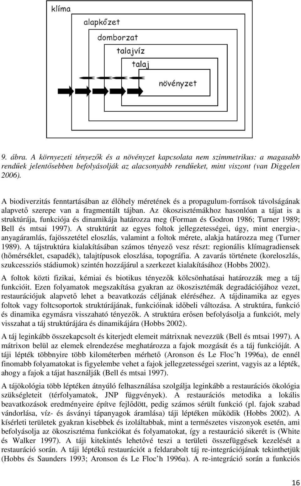 Az ökoszisztémákhoz hasonlóan a tájat is a struktúrája, funkciója és dinamikája határozza meg (Forman és Godron 1986; Turner 1989; Bell és mtsai 1997).