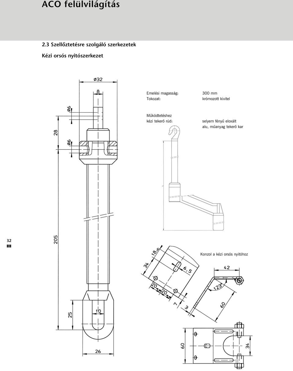 nyitószerkezet Emelési magasság: Tokozat: 300 mm krómozott