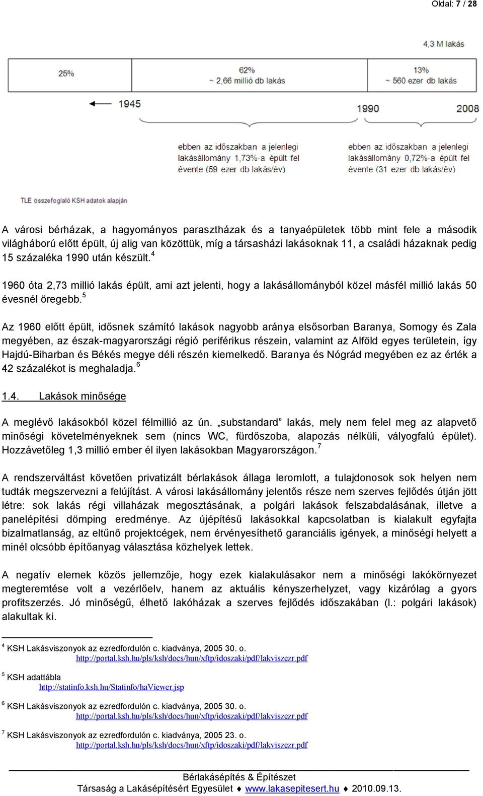 5 Az 1960 előtt épült, idősnek számító lakások nagyobb aránya elsősorban Baranya, Somogy és Zala megyében, az észak-magyarországi régió periférikus részein, valamint az Alföld egyes területein, így