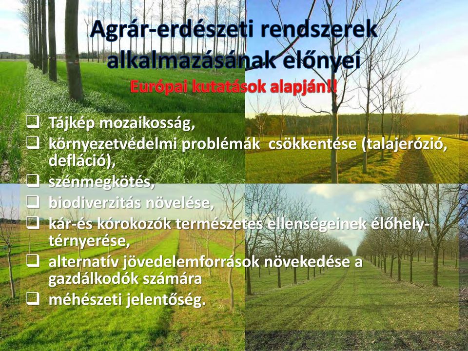 kár-és kórokozók természetes ellenségeinek élőhelytérnyerése,