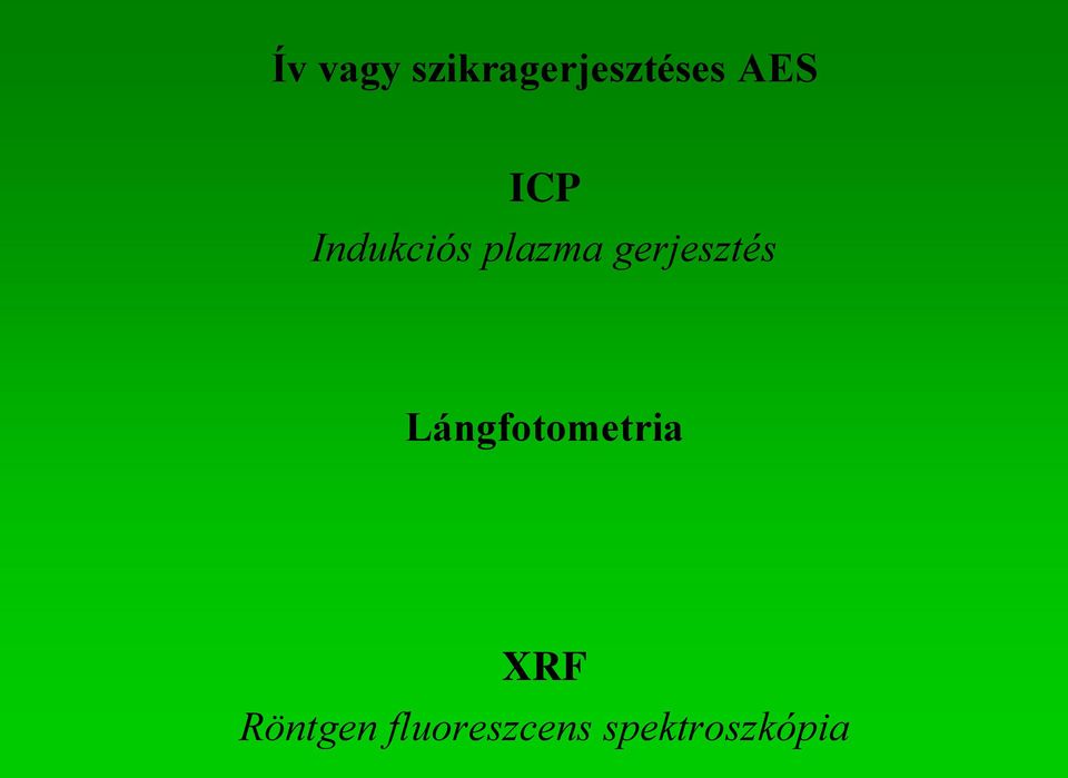 gerjesztés Lángfotometria XRF