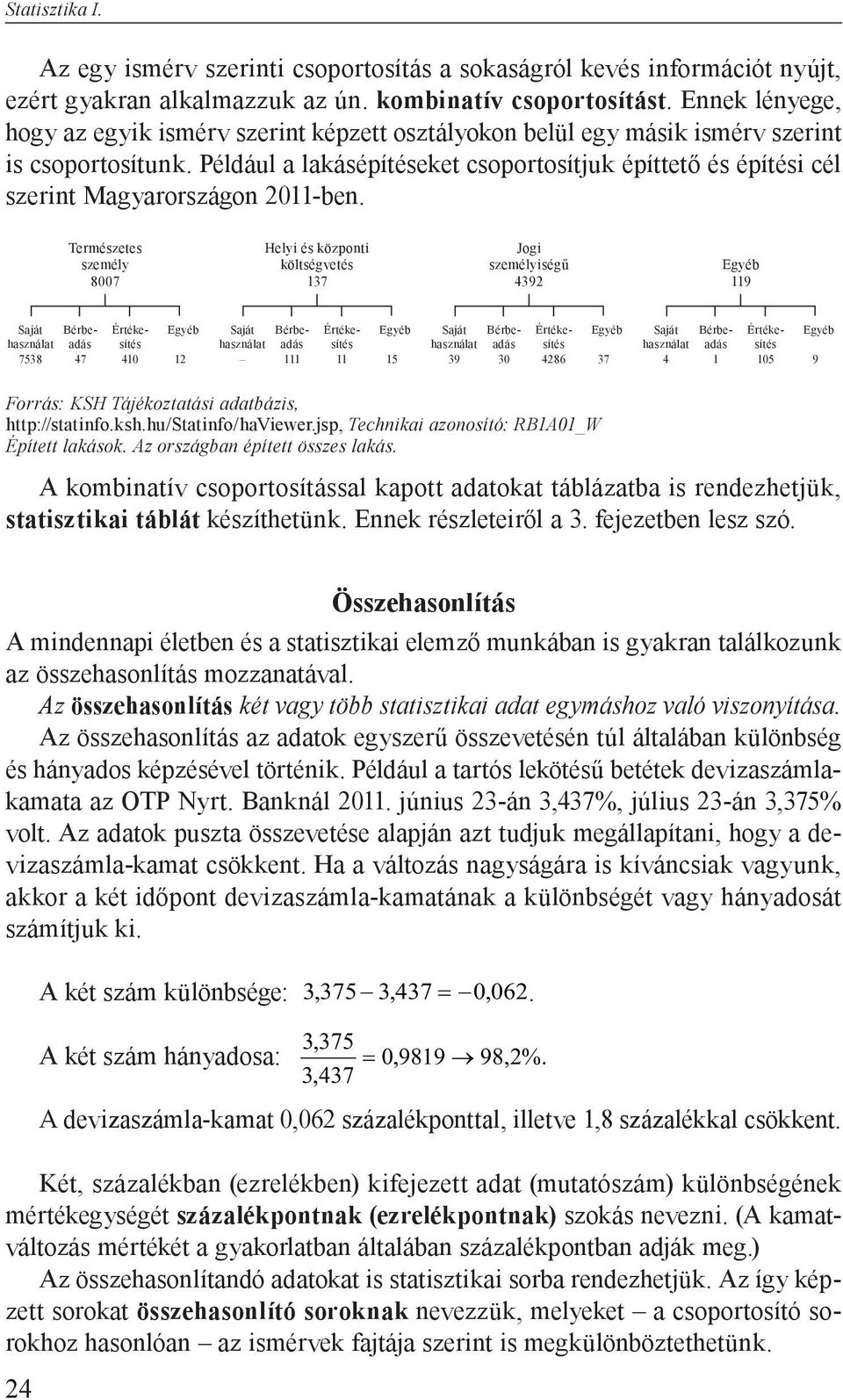 Például a lakásépítéseket csoportosítjuk építtető és építési cél szerint Magyarországon 2011-ben.