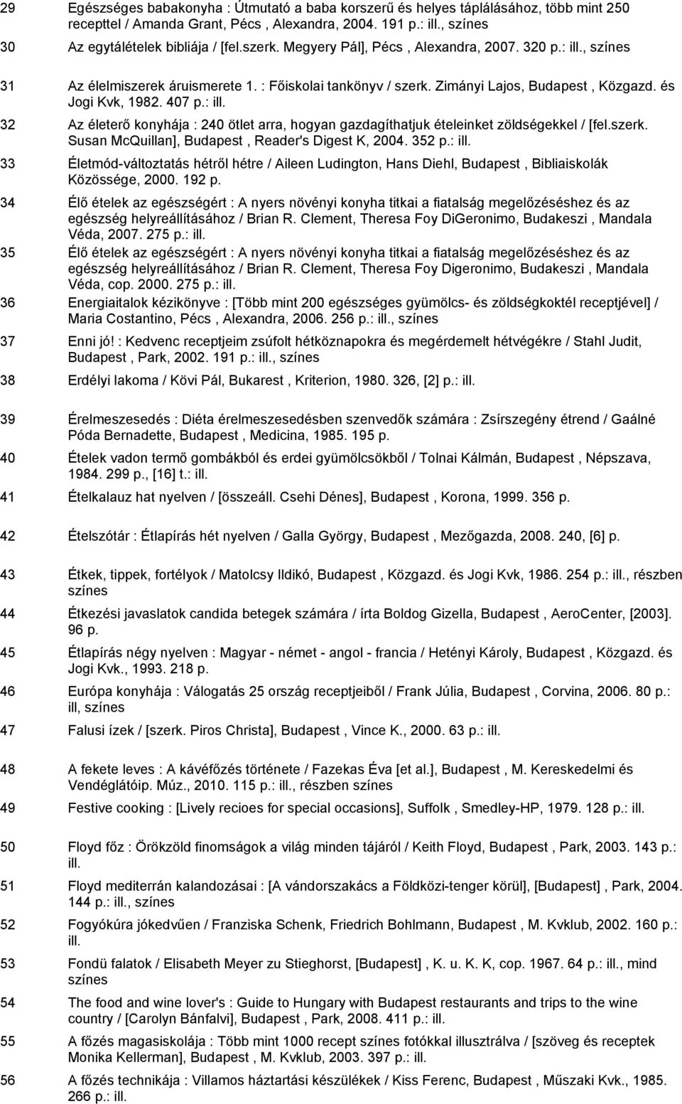 : 32 Az életerő konyhája : 240 ötlet arra, hogyan gazdagíthatjuk ételeinket zöldségekkel / [fel.szerk. Susan McQuillan], Budapest, Reader's Digest K, 2004. 352 p.