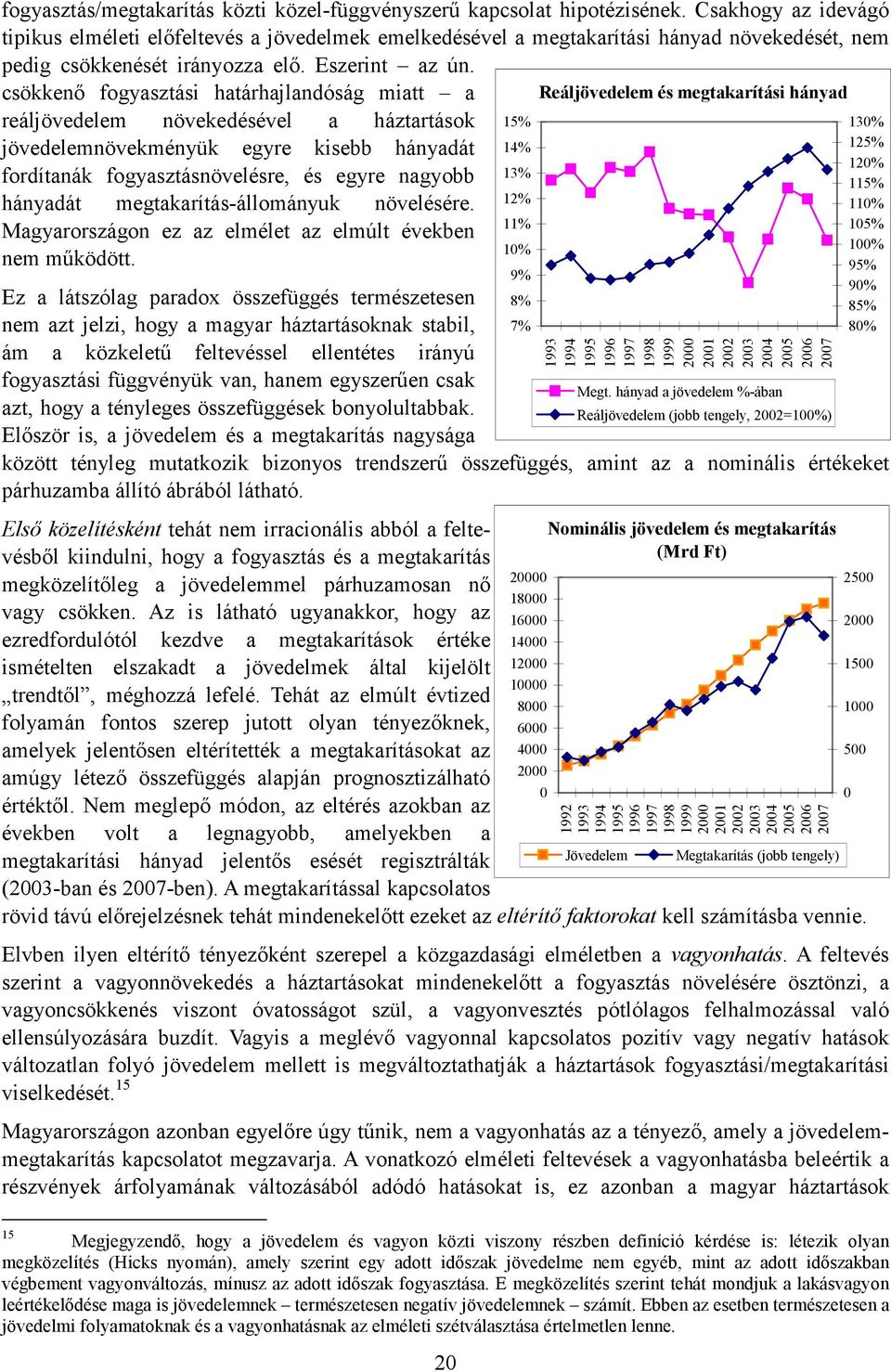 csökkenı fogyasztási határhajlandóság miatt a reáljövedelem növekedésével a háztartások jövedelemnövekményük egyre kisebb hányadát fordítanák fogyasztásnövelésre, és egyre nagyobb hányadát