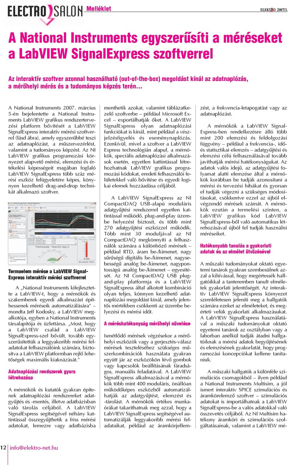 tudományos képzés terén A National Instruments 2007.