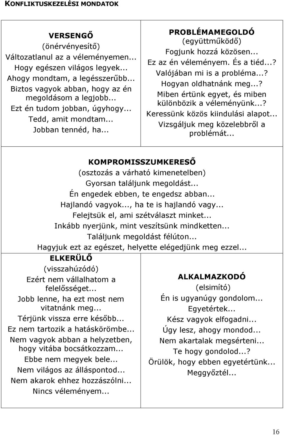 .. Ez az én véleményem. És a tiéd...? Valójában mi is a probléma...? Hogyan oldhatnánk meg...? Miben értünk egyet, és miben különbözik a véleményünk...? Keressünk közös kiindulási alapot.