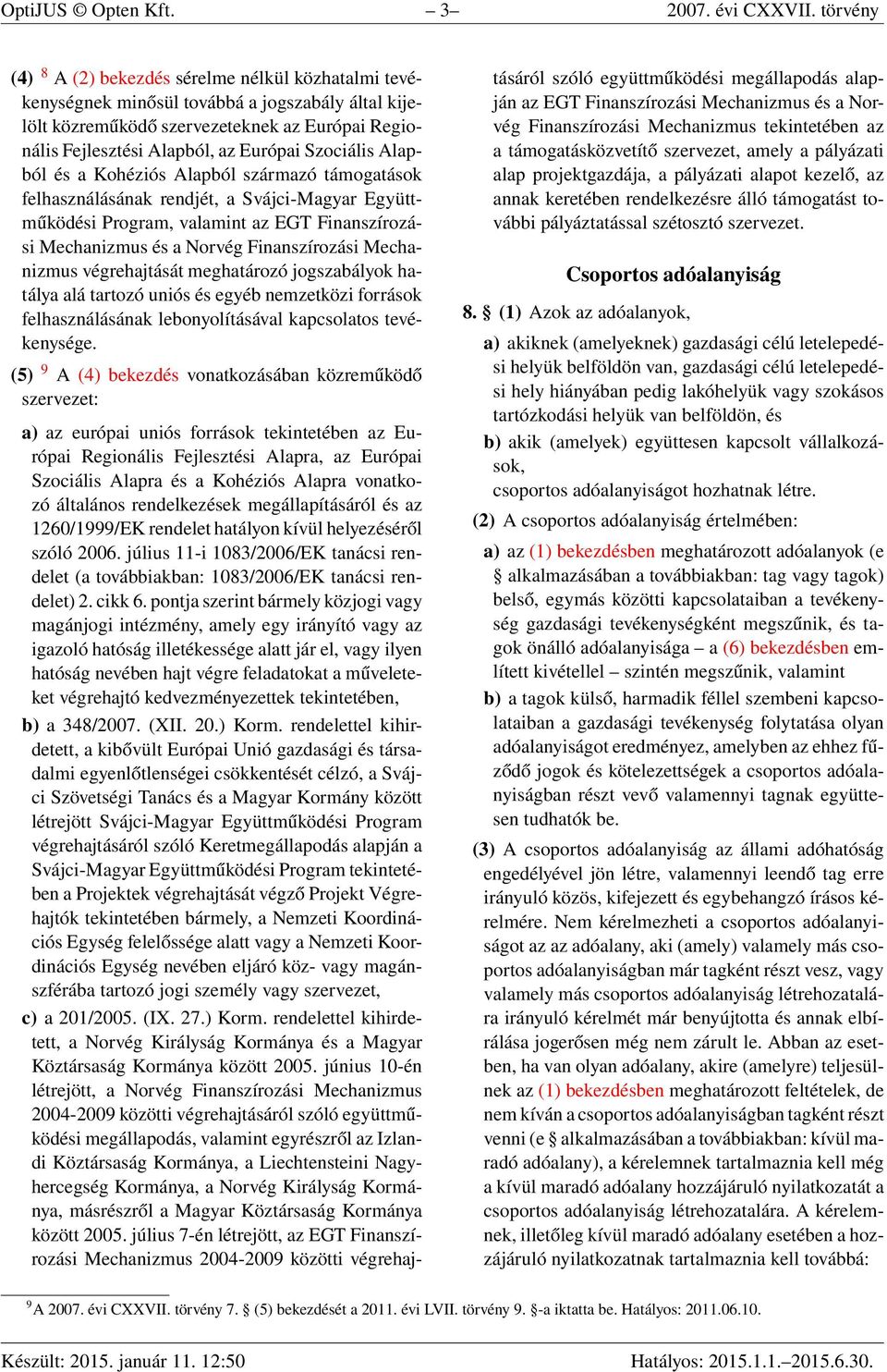 Szociális Alapból és a Kohéziós Alapból származó támogatások felhasználásának rendjét, a Svájci-Magyar Együttműködési Program, valamint az EGT Finanszírozási Mechanizmus és a Norvég Finanszírozási