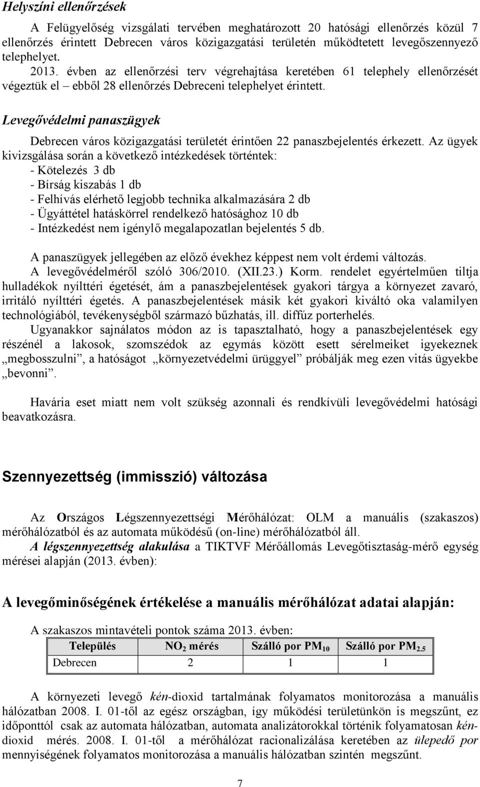 Levegővédelmi panaszügyek Debrecen város közigazgatási területét érintően 22 panaszbejelentés érkezett.