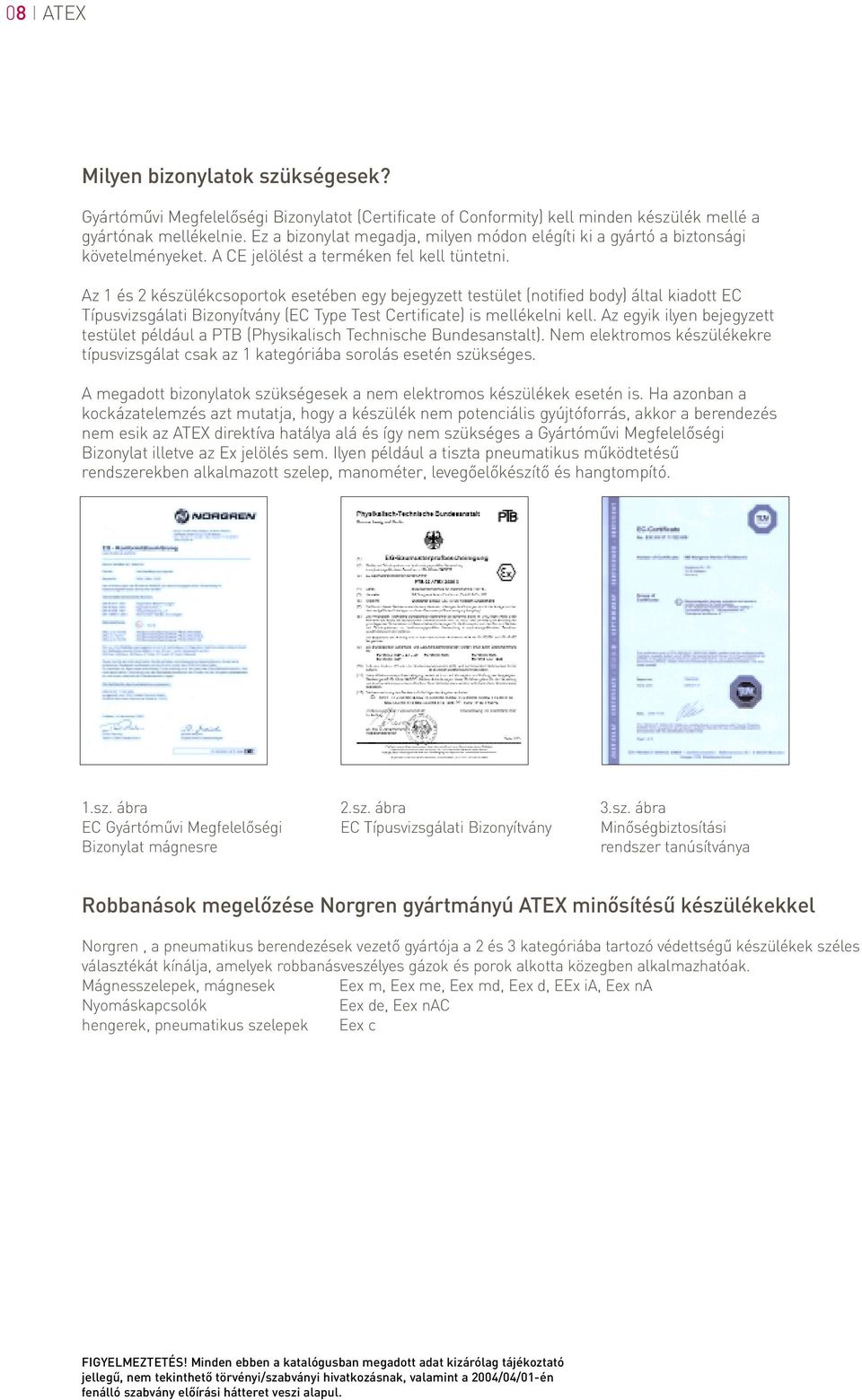 Az 1 és 2 készülékcsoportok esetében egy bejegyzett testület (notified body) által kiadott EC vizsgálati Bizonyítvány (EC Type Test Certificate) is mellékelni kell.